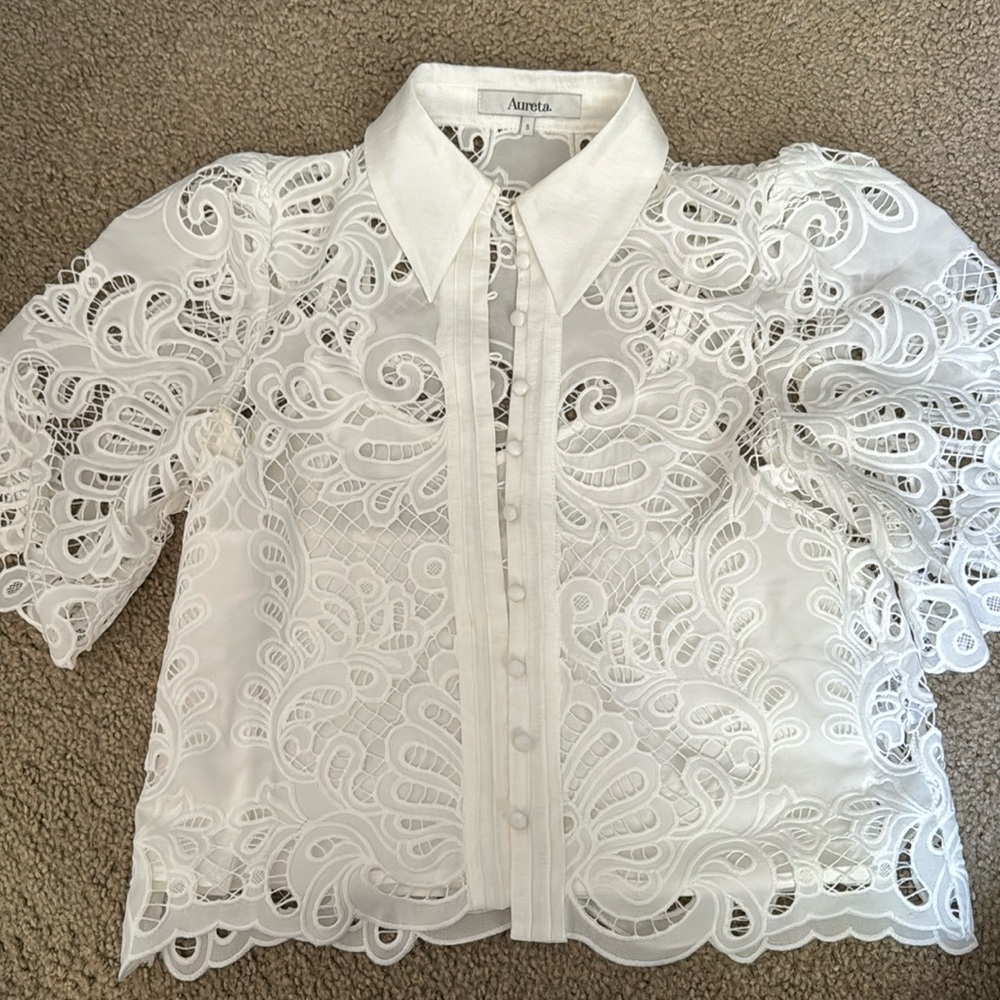 Anthropologie white eyelet blouse